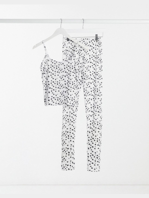 In The Style X Jac Jossa Smudged Polka Dot T Shirt And Short Sleepwear Set In Mono