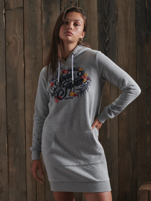 Folk Floral Hooded Sweat Dress