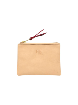 Blond Leather Zipper Wallet