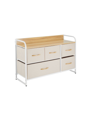 Mdesign Wide Dresser Storage Chest, 5 Fabric Drawers