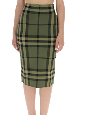 Burberry Checked High-waisted Skirt