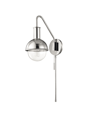 Riley 1 Light Wall Sconce With Plug - Polished Nickel