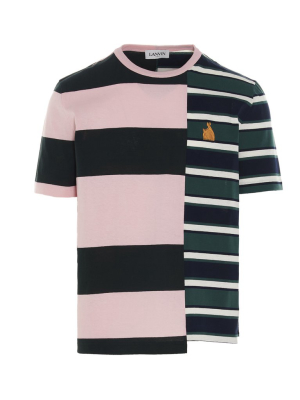 Lanvin Logo Striped Patchwork T-shirt