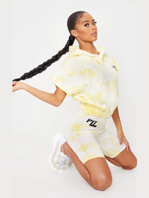 Prettylittlething Yellow Tie Dye Bike Shorts