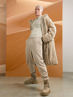 Asos Design Oversized Sweatpants With Narrow Waistband In Beige