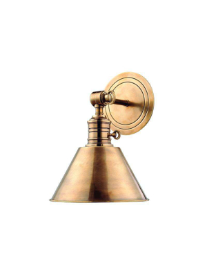 Garden City 1 Light Wall Sconce Aged Brass