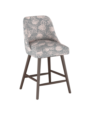 27" Geller Modern Counter Height Barstool Sketch Floral Gray Pink - Project 62™