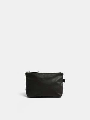 Black Leather Makeup Bag