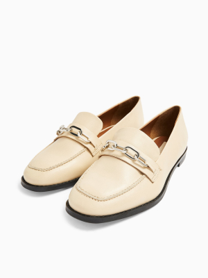 Layla Ecru Leather Loafer Shoes