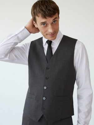 Slim Fit Checked Suit Waistcoat