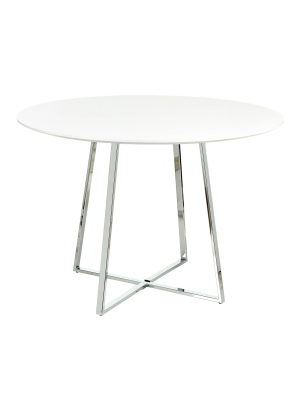 43.5" Cosmo Contemporary Round Dining Table Chrome And Wood - Lumisource