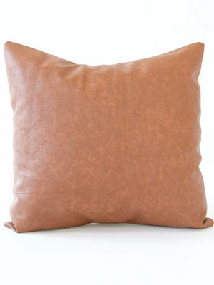 Light Brown Faux Leather Patchwork Pillow Case - 20x20 (final Sale)