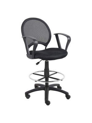 Mesh Drafting Stool With Loop Arms Black - Boss Office Products