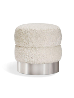 Interlude Home Charlize Stool - Polished Nickel & Cream