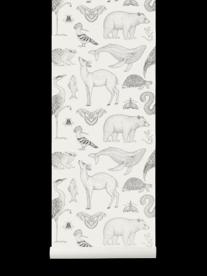 Animals Wallpaper In Off-white By Katie Scott For Ferm Living