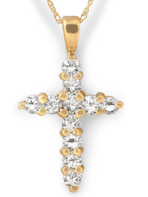 Pompeii3 1/2ct Yellow Gold Diamond Cross Pendant 10k Yellow Gold Womens Necklace