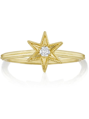 Six Point Star Ring With Diamond