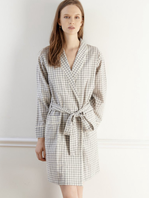 Kari Robe Fog Gingham