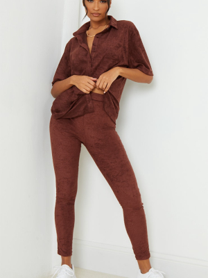 Chocolate Brown Towelling Leggings