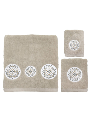 3pc Medallion Ikat Bath Towel Sets Natural - Allure Home Creation