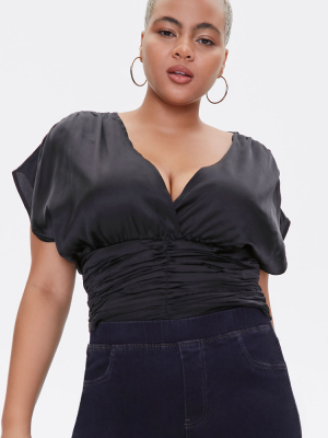 Plus Size Plunging Satin Top