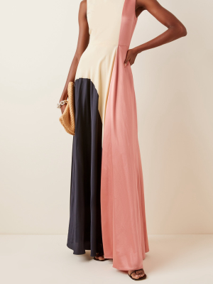 Rowan Color-blocked Silk Gown