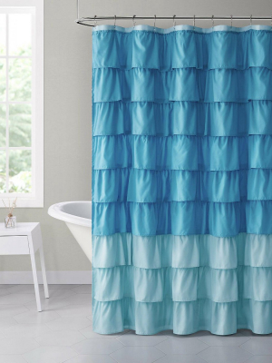 Goodgram Home Gypsy Ombre Ruffled Fabric Shower Curtains