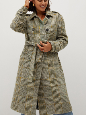 Prince Of Wales Checked Wool Coat