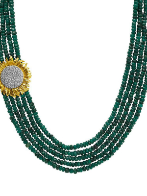 Vincent Multi Strand Necklace With Emeralds And Diamonds