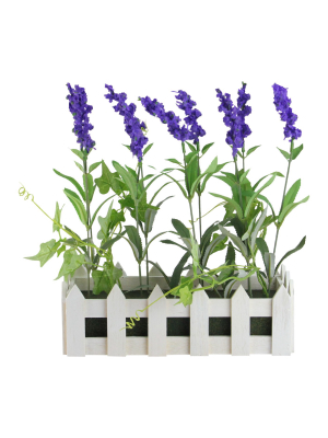 Northlight 11.75" Flowering Lavender Artificial Plant In Picket Fence Container - Green/purple