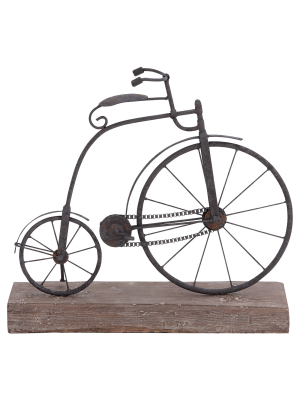 Vintage Reflections Rustic Iron And Wood Penny-farthing Model Bicycle (14") - Olivia & May