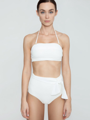 Sabine Bandeau Textured Bikini Top - Ivory