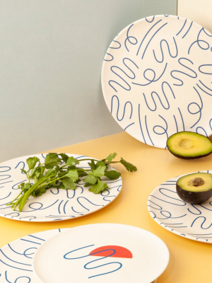 Bamboo Dinner Plate Set In Doodles