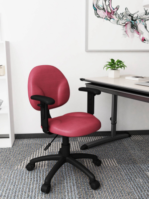 Diamond Task Chair With Adjustable Arms Burgundy - Boss Office Products