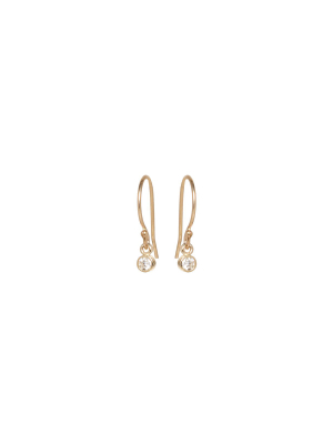 14k Tiny Round Diamond Drop Earrings