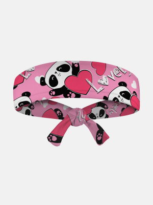 Panda Hearts Kids Tie Headband