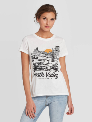 Women's Short Sleeve Death Valley Graphic T-shirt - Awake White