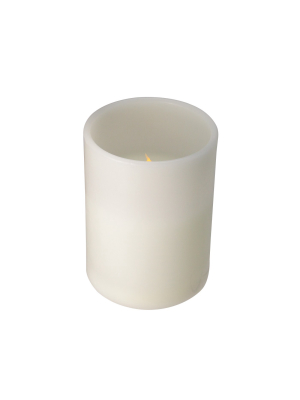 Northlight 8" Prelit Led Battery Operated Flameless 3-wick Flickering Pillar Candle - White