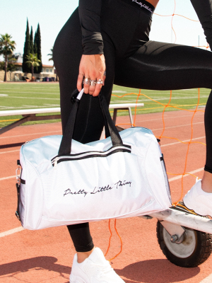 Prettylittlething White Logo Gym Bag