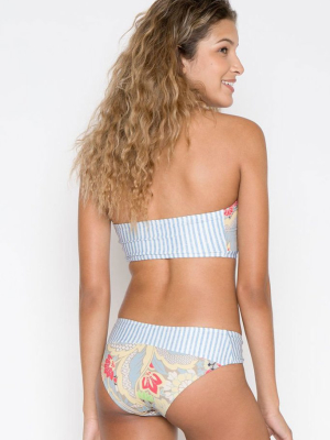 Adria Color Block Mid Rise Full Bikini Bottom - Emorie Stripe Floral Print