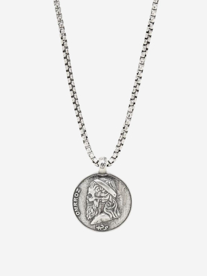 Sterling Silver Ancient Greek Skull Coin Necklace