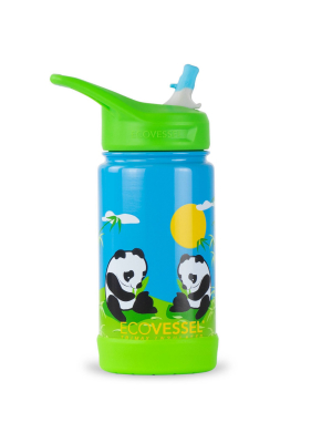 Ecovessel 12oz Frost Insulated Stainless Steel Kids' Water Bottle With Straw Top - Panda