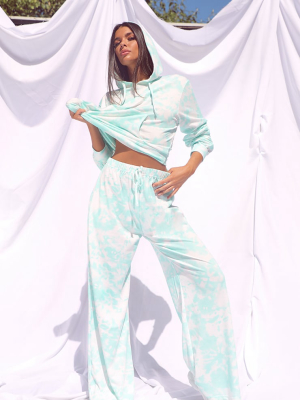 Aqua Tie Dye Wide Leg Joggers