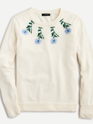 Margot Crewneck Sweater With Floral Embroidery