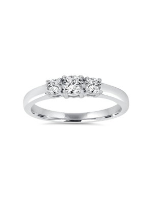 Pompeii3 3/4ct Diamond 3 Stone Engagement Ring 14k White Gold