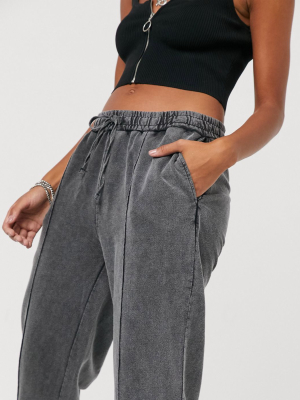 Topshop Acid Wash Sweatpants Co-ord In Charcoal