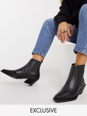 Asra Exclusive Malia Clean Western Boots In Black Leather