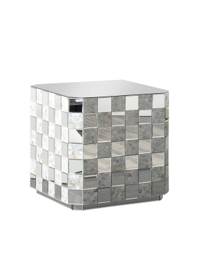 Lopez Mirrored End Table Silver - Iohomes