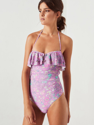 Flower Child Frill One Piece - Fuschia