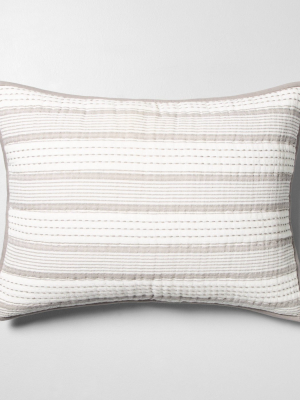 Woven Stripes Pillow Sham Jet Gray - Hearth & Hand™ With Magnolia